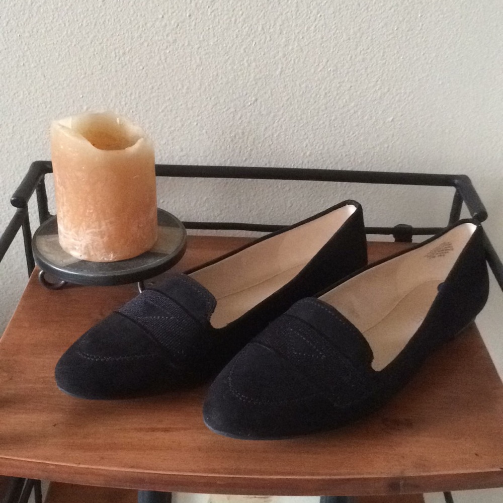 Black fabric loafers